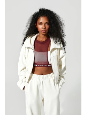 More Active Indo Fermuarlı Kapüşonlu Crop Hood