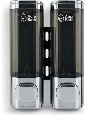 Aura Bath Mutfak ve Banyo Için Duvara Monte Pratik Sıvı Sabun ve Şampuan Dispenseri - Lüks Tasarım - 2X300ML