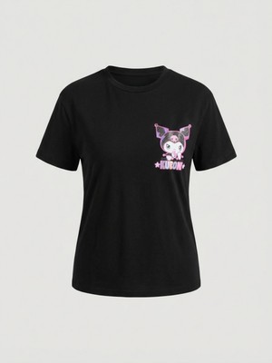 Alyakids Kız Çocuk Stitch ve Lilo Baskılı Pamuklu Penye T-Shirt