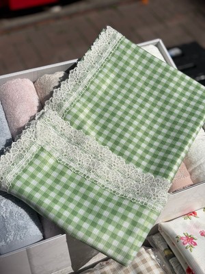 BHT 140X170 Güpürlü Sofra/masa Örtüsü Ekose Yeşil