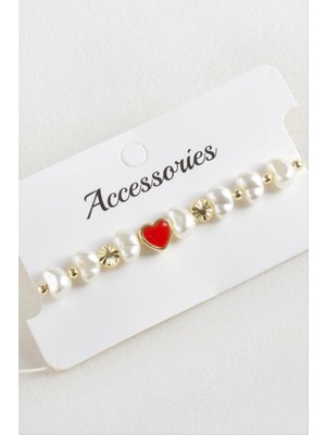 Zero Land Techmrt Kalp Inci Boncuk Makrome Ip Bileklik - Pembe