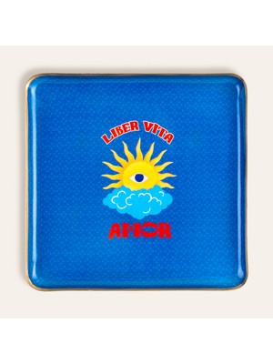 Zsa Zsa Zsu Agra Metal Dekoratif Tepsi 25X25 cm Mavi