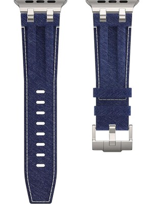 AktarMobile Apple Watch 10 / 11 46 mm uyumlu Denim Kordon Kot Kumaş Premium Kayış