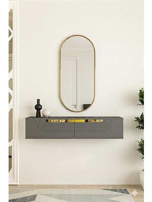 Feyza Design Gri Renkli 120 cm Antrasit-Gold Dresuar - Ev & Mobilya