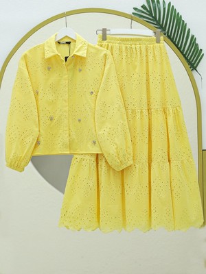 Modamorfo Fisto Detaylı Etekli Takım -Sarı