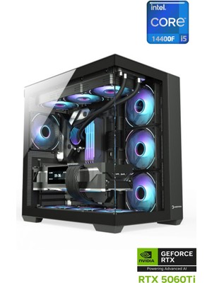 Apphirex Prime 45X I5-14400F 32GB Ram 1tb M2 SSD RTX5060Tİ 16GB 240MM Sıvı Soğutmalı Masaüstü Oyuncu Bilgisayarı