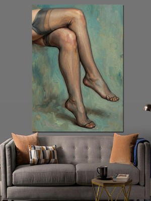 Artmeg Zarif Kadın Bacakları Retro Sanat Dekoratif Kanvas - Mdf Ahşap Tablo