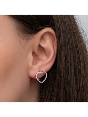 Inure Jewelry Gümüş Kalpli Kadın Küpe