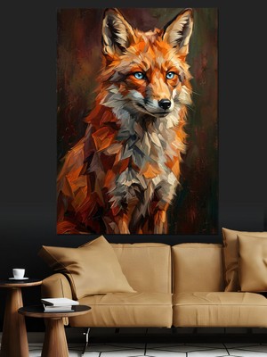 Artmeg Sonbahar Renklerinde Kızıl Tilki Portresi Dekoratif Kanvas - Mdf Ahşap Tablo