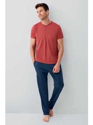 Derya Kurşun Bisiklet Yaka Düğmeli 3lü Pijama Şort Takım 3685