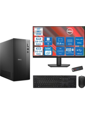 Dell Tower ECT1250 Intel® Core™ İ7-14700 128GB Ddr5 512GB SSD Intel® UHD Graphics 770 WIN11PRO +23.8" Monitör Tower Masaüstü Bilgisayar 24RPLSR007P37+ZETTAUSBBELLEK