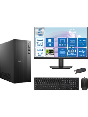 Dell Tower ECT1250 Intel® Core™ İ7-14700 64GB Ddr5 4tb SSD 4GB/GT1030  WIN11PRO +23.8" Monitör Tower Masaüstü Bilgisayar 24RPLSR00721P25+ZETTAUSBBELLEK