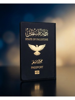 Zaytoon Filistin Pasaport Kılıfı - Altın Baskılı Siyah Pasaport Koruyucu
