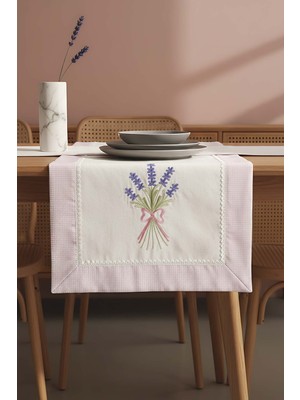 Lavanta Işlemeli Buldan Kumaş Runner 50X130 cm