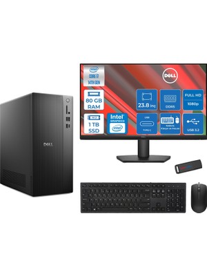 Dell Tower ECT1250 Intel® Core™ İ7-14700 80GB Ddr5 1tb SSD Intel® UHD Graphics 770 Freedos +23.8" Monitör Tower Masaüstü Bilgisayar 24RPLSR007F28+ZETTAUSBBELLEK