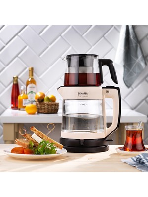 Schafer Optimal Elektrikli Cam Çay Makinesi-Krem