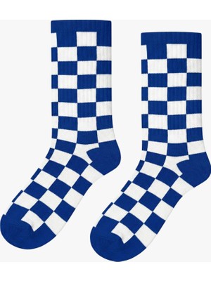 Carnaval Socks Mavi Dama Desenli Renkli Spor Çorap