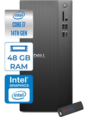 Dell Tower ECT1250 Intel® Core™ İ7-14700 48GB Ddr5 512GB SSD Intel® UHD Graphics 770 WIN11PRO Mini Tower Masaüstü Bilgisayar RPLSR007P17+ZETTAUSBBELLEK