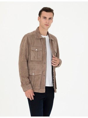 Pierre Cardin Erkek Bej Deri Ceket 50285599-591