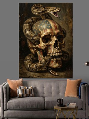Artmeg Kurukafa Üzerine Dolanmış Büyük Yılan Dekoratif Kanvas - Mdf Ahşap Tablo