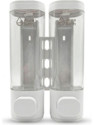 Aura Bath Mutfak ve Banyo Için Duvara Monte Pratik Sıvı Sabun ve Şampuan Dispenseri - Lüks Tasarım - 2X300ML