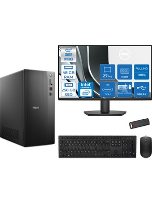 Dell Tower ECT1250 Intel® Core™ İ7-14700 48GB Ddr5 256GB SSD Intel® UHD Graphics 770 Freedos +27" Monitör Tower Masaüstü Bilgisayar 27RPLSR007F16+ZETTAUSBBELLEK