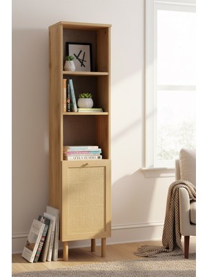 Sarmobi Baru 5 Raflı Kitaplık 173*40*32 cm Cadiz Meşe Iskandinav Tasarım