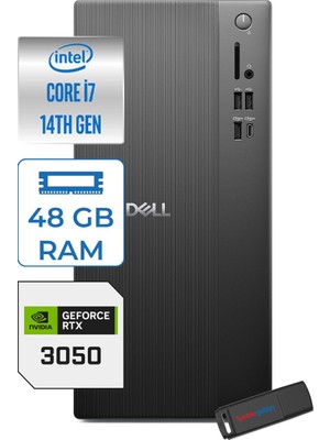 Dell Tower ECT1250 Intel® Core™ İ7-14700 48GB Ddr5 1tb SSD 6GB/RTX3050 WIN11HOME Mini Tower Masaüstü Bilgisayar RPLSR00723H18+ZETTAUSBBELLEK