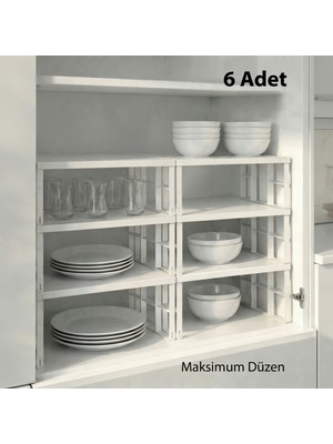 Tidy Home 6 Adet Dolap Içi Düzenleyici Raf Tabak Bardak Rafı Metal Kaliteli Raf
