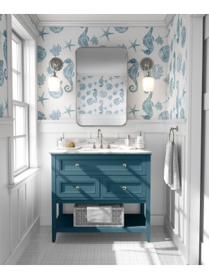 Lotus Aura Denizatı ve Deniz Kabuklu Mavi Duvar Kağıdı Sahil Temalı Duvar Kağıdı