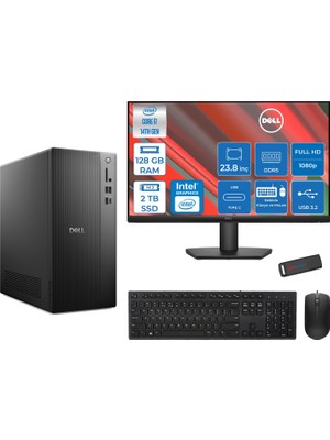 Dell Tower ECT1250 Intel® Core™ İ7-14700 128GB Ddr5 2tb SSD Intel® UHD Graphics 770 Freedos +23.8" Monitör Tower Masaüstü Bilgisayar 24RPLSR007F39+ZETTAUSBBELLEK