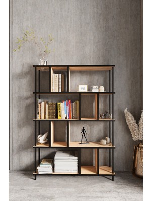 KODIGU 5 Raflı Kitaplık - Kitaplık - 130CM x 90CM x 30CM Kitaplık - Çevir Kur Kitaplık | Kitaplık