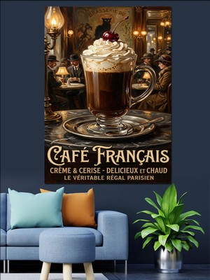 Artmeg Cafe Francais Fransız Kahve Kültürü Dekoratif Kanvas - Mdf Ahşap Tablo