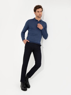 Cacharel Erkek Indigo Slim Fit Polo Yaka Basic Triko Kazak 50255613-VR028