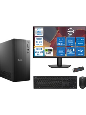 Dell Tower ECT1250 Intel® Core™ İ7-14700 16GB Ddr5 256GB SSD 6GB/RTX3050 Freedos +23.8" Monitör Tower Masaüstü Bilgisayar 24RPLSR00723F01+ZETTAUSBBELLEK