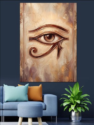 Artmeg Eski Kağıt Üzerinde Horus Gözü Dekoratif Kanvas - Mdf Ahşap Tablo