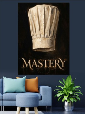 Artmeg Büyük Beyaz Aşçı Şapkası Tablosu Dekoratif Kanvas - Mdf Ahşap Tablo