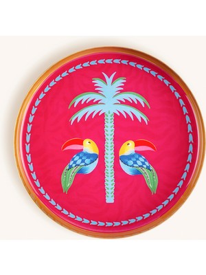 Zsa Zsa Zsu Agra Metal Dekoratif Tepsi 15X15X2 cm Fuşya