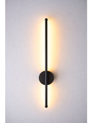  pilli led duvar apliği 60 cm siyah – kablosuz modern aplik