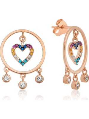 Inure Jewelry Gümüş Kalpli Halka Bayan Küpe