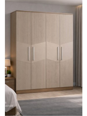 Mobilique Karbon No.2 Dört Kapaklı 6raflı Gardırop Çam-Vizon