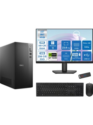 Dell Tower ECT1250 Intel® Core™ İ7-14700 48GB Ddr5 256GB SSD 4GB/GT1030  WIN11HOME +23.8" Monitör Tower Masaüstü Bilgisayar 24RPLSR00721H16+ZETTAUSBBELLEK