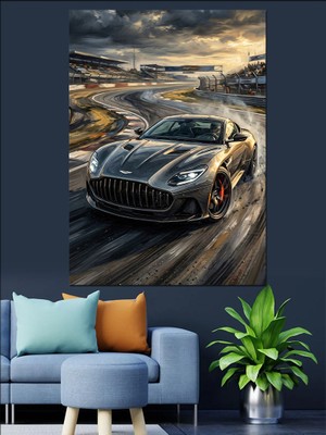 Artmeg Yolda Ilerleyen Modern Spor Araba Dekoratif Kanvas - Mdf Ahşap Tablo