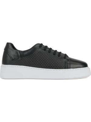Ziya, Erkek Hakiki Deri Sneaker 161423Z515 Siyah