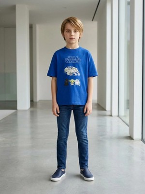 Alyakids Erkek Çocuk Star Wars Karakter Desenli %100 Pamuklu Oversize Tişört