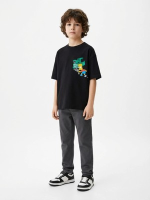 Alyakids Erkek Çocuk Simpsonlar Karakter Desenli %100 Pamuklu Oversize Tişört