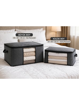 Kraftella 2’li Antrasit Hurç Seti – Şeffaf Pencereli Düzenleyici Saklama Çantası