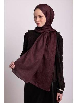 AYSHARA Aura Monogram Desenli Çift Taraflı Şal - Bordo