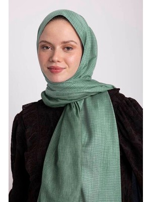 AYSHARA Aura Monogram Desenli Çift Taraflı Şal - Safir Yeşil