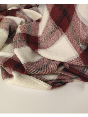 Kumaş Parça Bordo Ekru Gri Renklerde Ekoseli Dokuma Kumaş En: 150CM